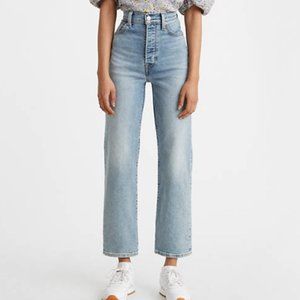 NEW Levi's High Rise Ribcage Straight Leg Ankle Blue Jeans Size 28